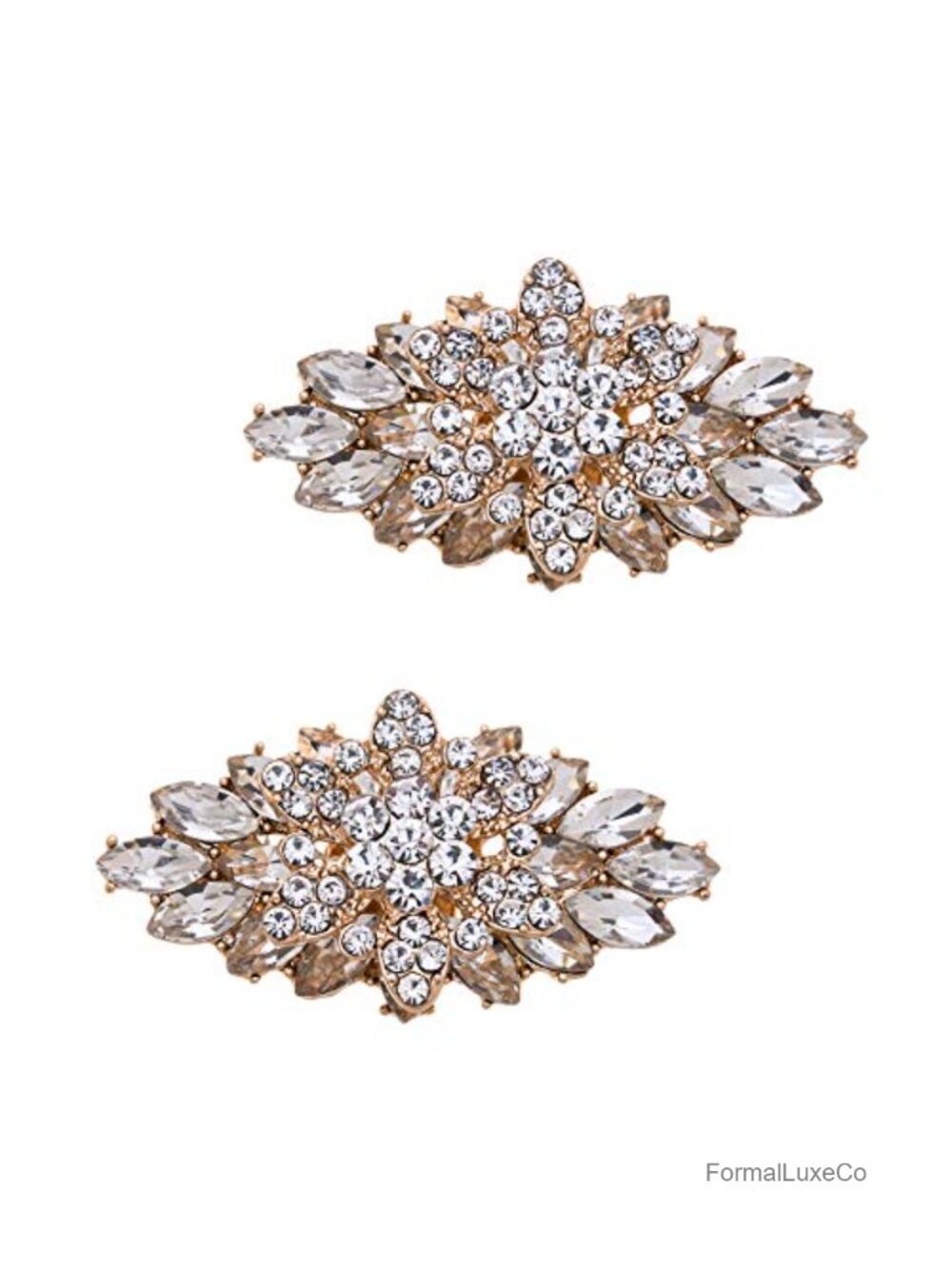 Rhinestone Leaf Shoe Clips Removable Double Layer Decorations for Heels